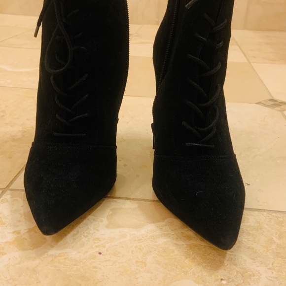 Suede Black Ankle Stiletto Booties Size 9 - Picture 3 of 6